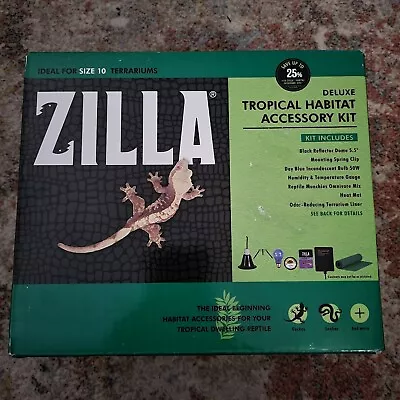 Zilla Tropical Habitat Reptile Accessory Kit. Lighting Heating Bedding & Food • $36.99