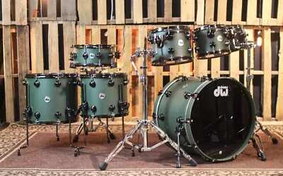 DW Collectors Cherry Mahogany Army Green Drum Set 2281012141614 SO#1302118 • $10383.12