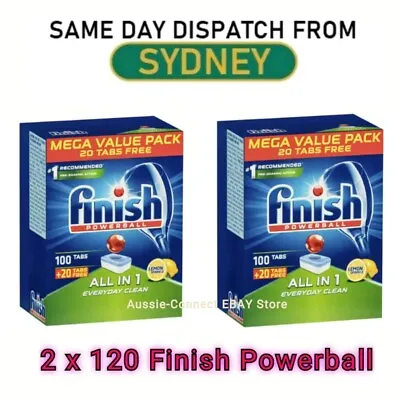 $88.99 • Buy Finish Powerball All In 1 Everyday Dishwashing Tablet Lemon Sparkle✅2 X 120 Tabs