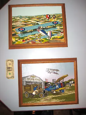 2 H. Hargrove Framed Serigraph Oil Paintings Air Mail Biplane Hangar & In Flight • $110