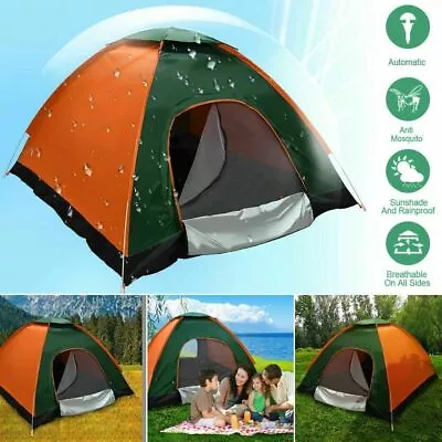 3-4 Man Pop Up Tent Automatic Camping Tent Waterproof Outdoor Hiking Family Tent • $35.25