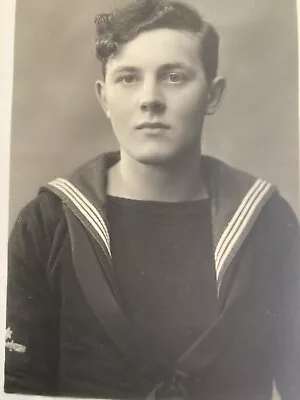 Vintage Portrait Photo Handsome Young Man Royal Navy Sailor Uniform • £2