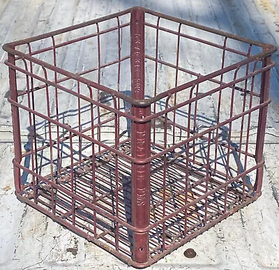 Vintage PRAIRIE FARMS Square Metal Steel Wire 13  Dairy Bottle Rack Milk Crate • $52.99