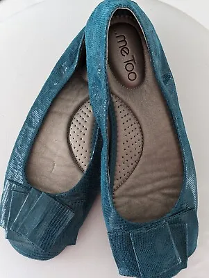 Me Too NWOB Teal Blue Leather Flat Balets Size 8 M • $48.88