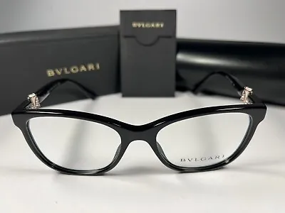 New! Bvlgari 4118-B Eyeglasses 501 Gloss Black Frames 52/17/135 Crystals W/Box • $218.63