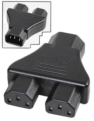 C14 To 2 X C13 IEC Mains Power Y Splitter Adapter Kettle Lead PC Monitor • £5.92