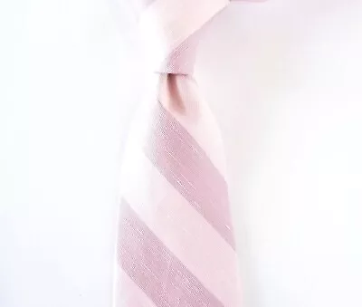 The Tie Bar Two Tone Pink Striped Print Men's Silk/Linen Tie 3 1/4  X 59  • $22