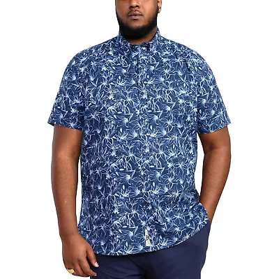 D555 Mens Padbury Big Tall Kingsize Button Down Floral Short Sleeve Shirt - Navy • $63.75