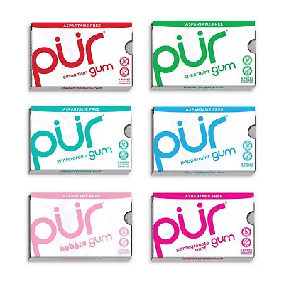 PUR Natural Chewing Gum Blister Packs - Sugar & Aspartame Free  -100% Xylitol- • £4.45