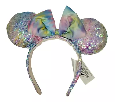 Disney Parks Sequin Pastel Rainbow Tie Dye Headband Ears Minnie Mouse US Ship • $19.99