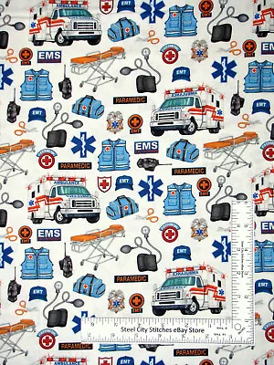 EMS Fabric Ambulance Medical Ecru What The Dr Ordered QT Cotton 14 X44  Piece • $4.89