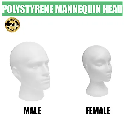 £8.21 • Buy New Polystyrene Male/female Display Head Mannequin For Hats, Glasses, Scarfs