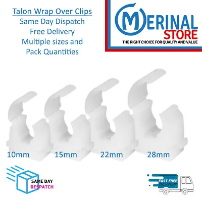 Wrap Over Hinged White Pipe Cable Clip 10-15-22-28mm Multiple Quantities • £1.43