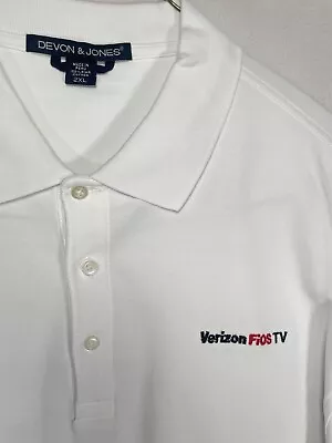 Verizon Fios TV Cable Employee Work Promo Golf Polo Shirt White Men Size 2XL XXL • $7.99