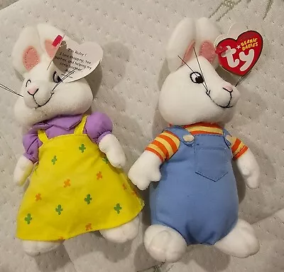 Ty MAX & RUBY 7  Beanie Bunny Rabbit SET Of 2(Nickelodeon Nick Jr) NEW MINT TAGS • $20