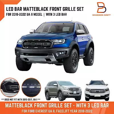 Matteblack Front Grille For Ford Everest SUV UA II 18-22 Raptor Style + LED Bar • $819.45