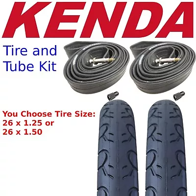 KENDA KWEST 26x1.25  Or 26 X1.50 Street & Path Bike 100psi Tires Presta Tube Kit • $51.50