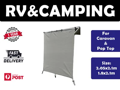 Caravan End Wall Privacy Screens Roll Out Awning RV Pop Top Camper 1.8-2.05m • $42.95
