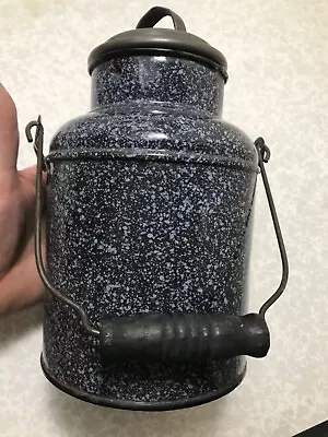 RARE MINT BLACK PURPLE  MILK/CREAM CAN 1900’s GRANITEWARE ENAMELWARE ANTIQUE! • $98