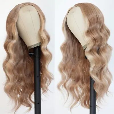 Women Beauty Blonde Wig Ombre Highlights Long Wavy Synthetic Hair Lace Wigs Soft • $13.90