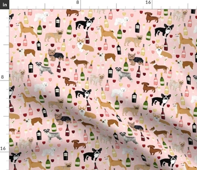 $13 • Buy Dog Dogs Wine Champagne Red Wine Martini White Spoonflower Fabric By The Yard