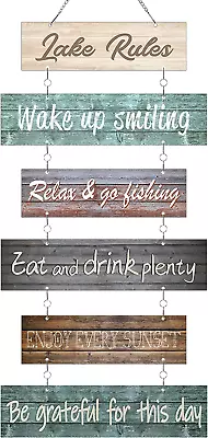 Lake Rule Wall Sign Rustic Vintage Wall Art Country Decor Primitive Lake House D • $9.99