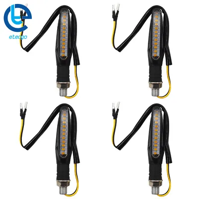 4X Motorcycle LED Turn Signals Sequential Flowing Amber Blinker Lights Iidicator • $9.84