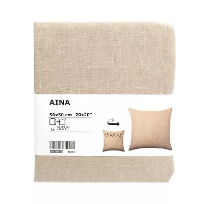 IKEA Aina 20x20 100% Linen Throw Pillow Cushion Cover Beige W/Ties 704.095.09 • £36.97