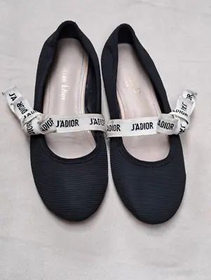 Dior Black Canvas Miss Jadior Ballet Flats Size 36 • $210