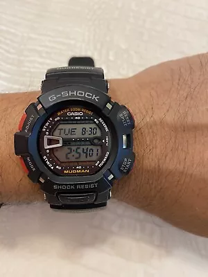 Casio G-Shock Mudman Chronograph Alarm Watch 3031 G-9000 Black Red • $125