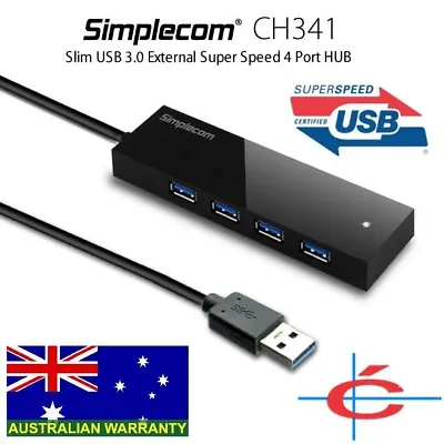 $19.80 • Buy Simplecom CH341 USB 3.0 External 4 Port HUB Built-in 0.5M Cable For PC Laptop
