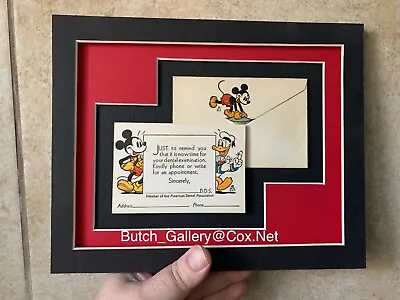 MICKEY MOUSE DONALD DUCK 1937 1930s Dental Reminder Card Matted WDE • $75