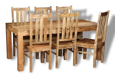 Solid Mango Wood Light Dakota 180cm Dining Table & 6 Dakota Chairs New Furniture • £934.95