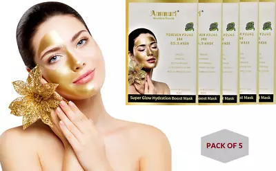 Ammuri Forever Young 24k Gold Mask - Pack Of 5 - Brighten Skin Reduce Wrinkles • £7.99