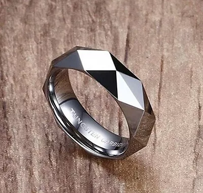 High Polished Diamond Faceted Wedding Bands Men's Women's Tungsten Carbide Ring • $15.98