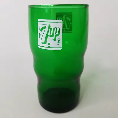 7 Up Green Glass White Logo W/Bubbles Wavy 12 Oz Vintage 1950s • $13.15