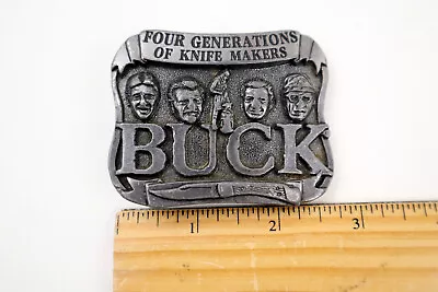 Buck Knife Company “Four Generations Of Knife Makers” Pewter Belt Buckle • $14.99