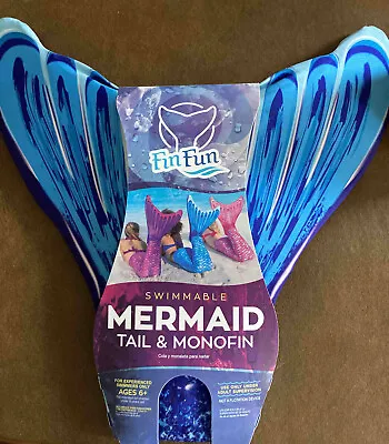Fin Fun Swimmable Mermaid Tail And Monofin Blue Youth Large/extra Large • $40