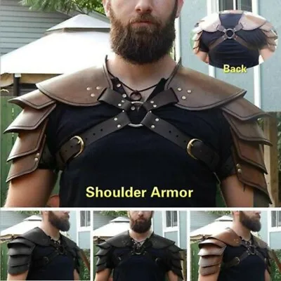 Leather Medieval Shoulder Armor Rivet Double Shouldered Viking Costume 5-layers • $33.37