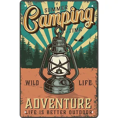Home Rust Free UV Protected Metal Camping Lamp Sign Vintage Bar Wall Art Poster • $11.87