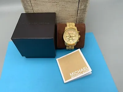 Michael Kors Ladies MK5217 Chronograph Gold Tone Watch W/ Acrylic Link Band • $47