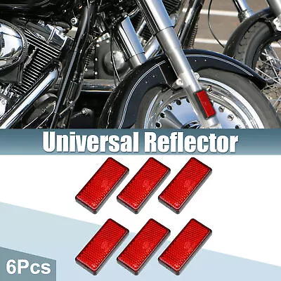 6 Pcs Motorcycle Rectangular Stick-on Safety Spoke Reflective Reflector Red • $13.29