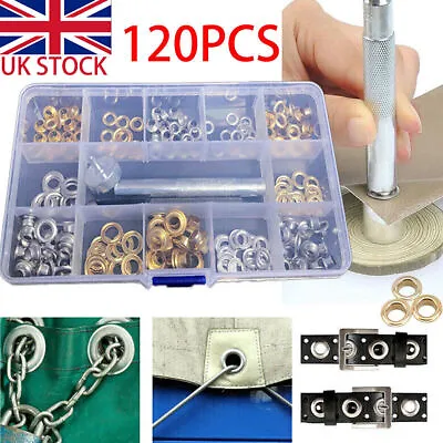 120x Grommets Durable Clothing Metal Eyelets Button Set Installation Tools Kit • £5.98