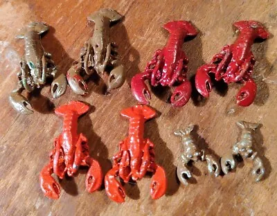 Vntg (8) Lobster Figures Different Colors/Sizes (6)= 3/4x1/2  & (2)= 1/2x1/16  • $6