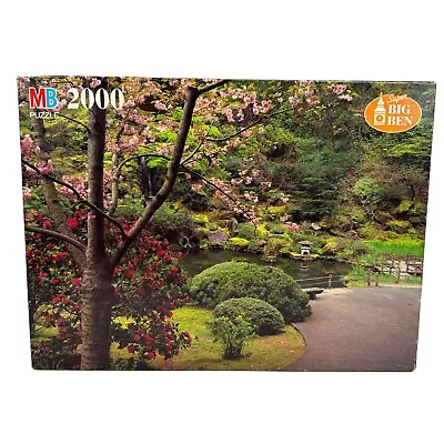 Super Big Ben MB Puzzle 2000 Piece Spring Blossoms Portland Oregon Sealed Vtg • $14