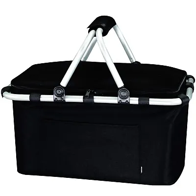 Picnic Cool Bag - Insulated Cooler Basket Collapsible Camping Beach Koozie Black • £24.95