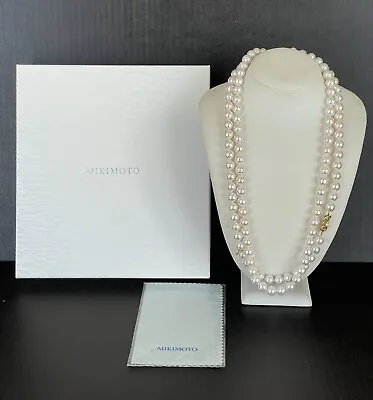$70840 Mikimoto 18K YG Clasp Akoya 9~9.5mm Pearl Necklace 41” W/Box • $30000