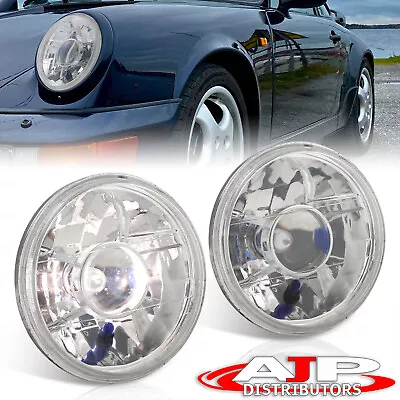7  Chrome Projector Headlight Lamp H4 Conversion Pair Set For H6014 H6015 H6024 • $24.99