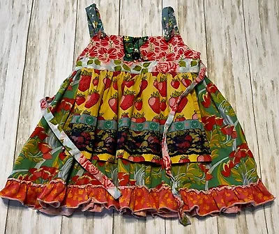 Matilda Jane Girls Good Heart Strawberry Apron Knot Dress Summer 2 2T • $28