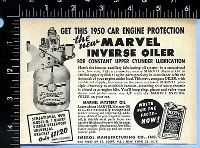1950 Vintage Magazine Page Ad Marvel Inverse Engine Oiler • $10.50